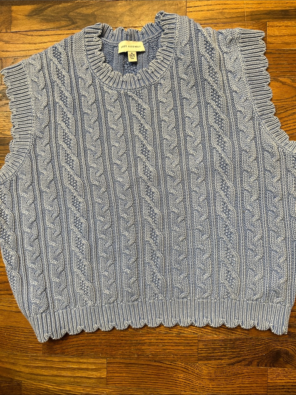 Free Assembly Cable Knit Sleeveless Sweater Vest - Light Baby Blue